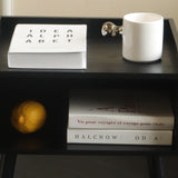 MaxSmeo Nightstand, Mid Century Modern Side Table Bedroom with Storage, Small End Bedside Table with Solid Wood Legs for Living Room, Office Small Spaces (Black) MaxSmeo