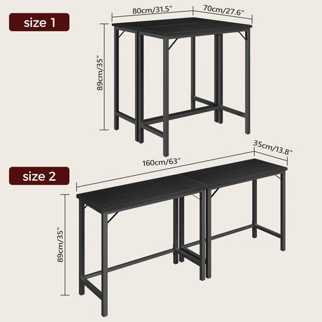 MAHANCRIS Narrow Bar Table, 63-Inch Pub Table for Dining Room, Counter Bar Tables with Sturdy Metal Frame, Connectable Bar Table, Multifunctional Console Table, Black BTBK1601 MAHANCRIS