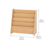 IRIS USA Wide Wooden Magazine Rack, 4-Pocket Periodical Book Sketchbook Stand with Deep Compartments for Living Room Bathroom Kids Room Classroom Office, Light Brown IRIS