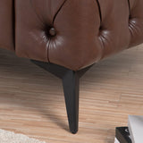 84" Chesterfield Couch PU Leather, Traditional Square Arm Removable Cushion 3 Seater Sofa, Tufted Button Trim with Iron Legs for Living Room Office (Dark Brown) Yuxuanhang