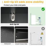 Melodyblue Buffet Cabinet with Led Lights and Drawers, Large Sideboard Buffet Storage Cabinet with Shelves & 4 Doors, Farmhouse Coffee Bar Cabinet Wood Buffet Table for Kitchen, Dining Room, Black Melodyblue