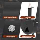 43-inch Charcoal Outdoor BBQ Grill - Portable Camping Grill for 6-10 People, Offset Smoker, Braised Roast, Patio and Backyard Picnic Grill PayLessHere