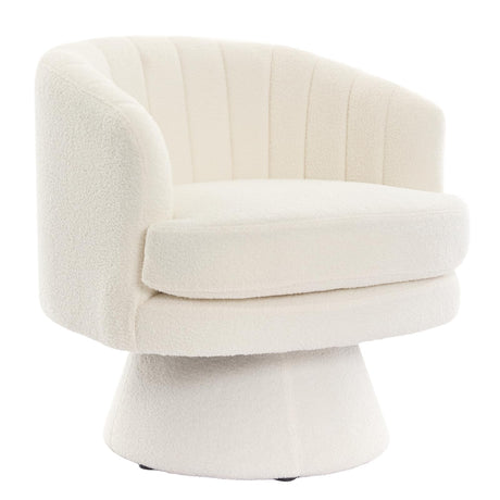 Phoenix Home Swivel Barrel Accent Chair, Mid Century 360 Degree Swivel Barrel Chair, Overstuffed Round Reading Lounge Chair Berber Fleece, Ideal for Living Room, Bedroom, Living Room, Office, Beige Phoenix Home