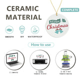 50 PCS Sublimation Ceramic Ornament Bulk Round Blank Ornament with Gold String for Crafting DIY Personalized Christmas Home Decor, White 2.8 Inch YOUKE OLA