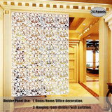 LRZCGB Hanging Room Divider,24 Pieces PVC Screen Partition Panel with Butterfly Flower Bird for Living Dining Study Sitting-Room Hotel Bar Decoration (White, 24) LRZCGB