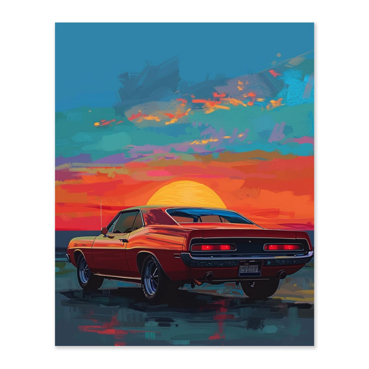 Fhuyiks Sunset Muscle Car Paint by Numbers Kit for Adults, Modern Aesthetic Paint by Number on Canvas, Abstract Art Digital Oil Painting Kits Suitable for Home Wall Decoration Gift 16"x 20" Fhuyiks
