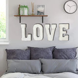 ABELOTS Distressed White Wash Wood Letter Decorative Signage, 10.0 x 5.91 inches, Love, Style S ABELOTS