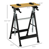 HOMCOM Work Bench Tool Stand with Adjustable Height and Angle, Carpenter Saw Table with 4 Clamps, Steel Frame, 220lbs Capacity HOMCOM
