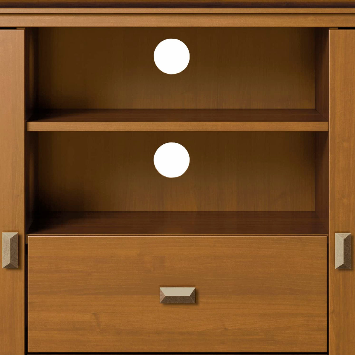 SIMPLIHOME Artisan SOLID WOOD Universal TV Media Stand, 53 inch Wide, Contemporary, Living Room Entertainment Center, Storage Shelves and Cabinets, for Flat Screen TVs up to 60 inches in Honey Brown SIMPLIHOME