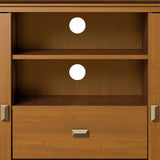 SIMPLIHOME Artisan SOLID WOOD Universal TV Media Stand, 53 inch Wide, Contemporary, Living Room Entertainment Center, Storage Shelves and Cabinets, for Flat Screen TVs up to 60 inches in Honey Brown SIMPLIHOME