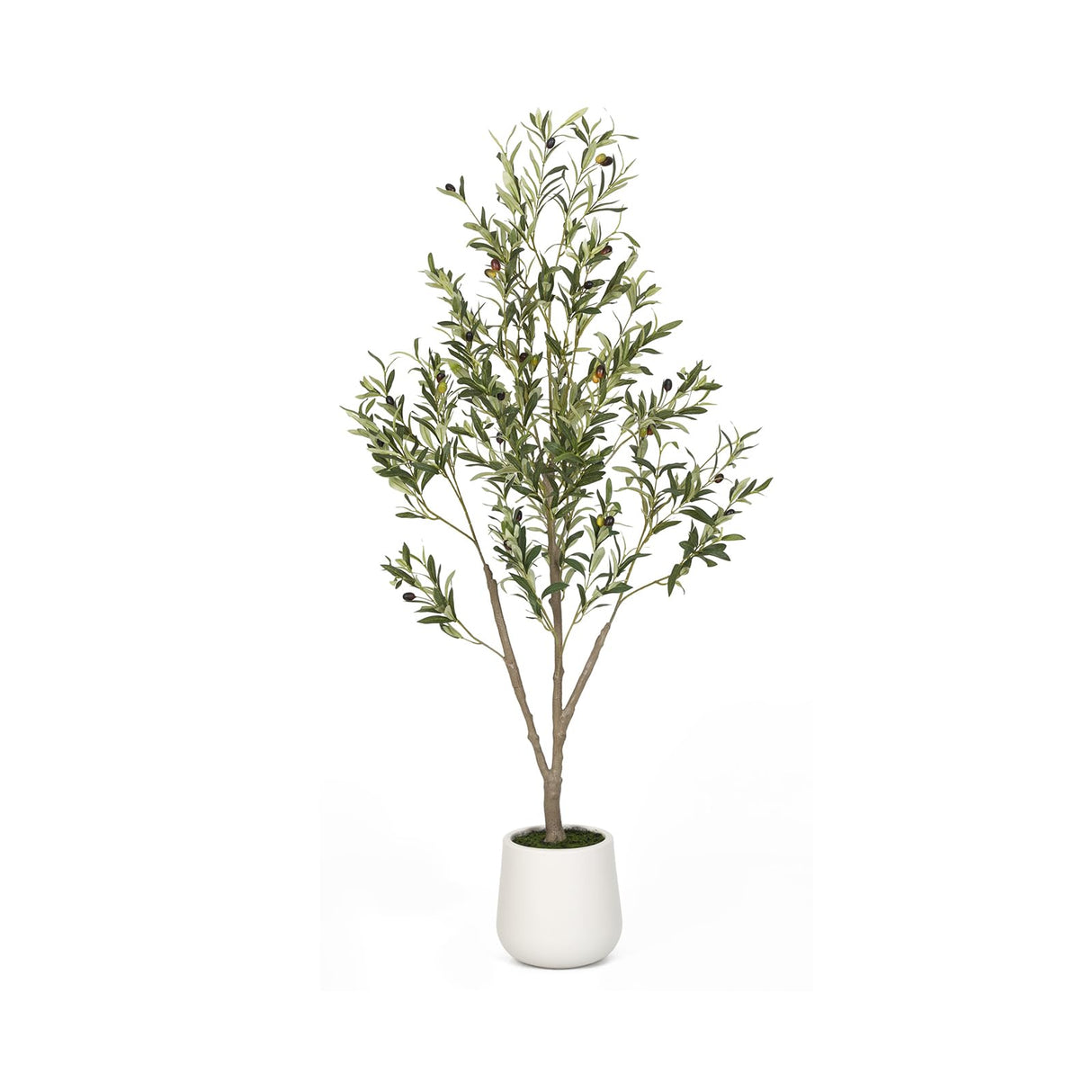 VIVATREES Artificial Olive Tree, 5FT Tall Faux Olive Tree with White Planter, Artificial Plants with Natural Wood Trunk and Lifelike Fruits for Home Office Decor VIVATREES