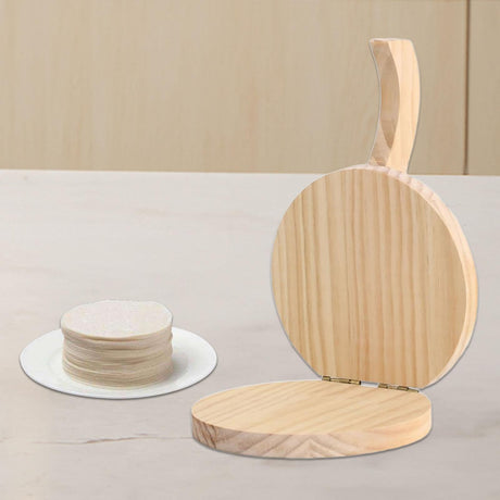 5 Inch Round Wooden Tortilla Press Maker Hardwood Mexican Tortillera Presser,Wood Flour Tortilla Press for Homemade Mexican Tortillas, Roti, Burritos, Taco - Shiny Wood Leefasy