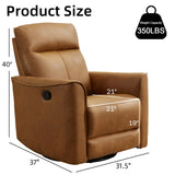 CANMOV Swivel Rocker Recliner, Glider Rocking Chair, Nursing Chairs Swivel Glider Recliners with Soft Backrest, Leathaire Manual Reclining Sofa for Living Room Bedroom Apartment, Brown CANMOV