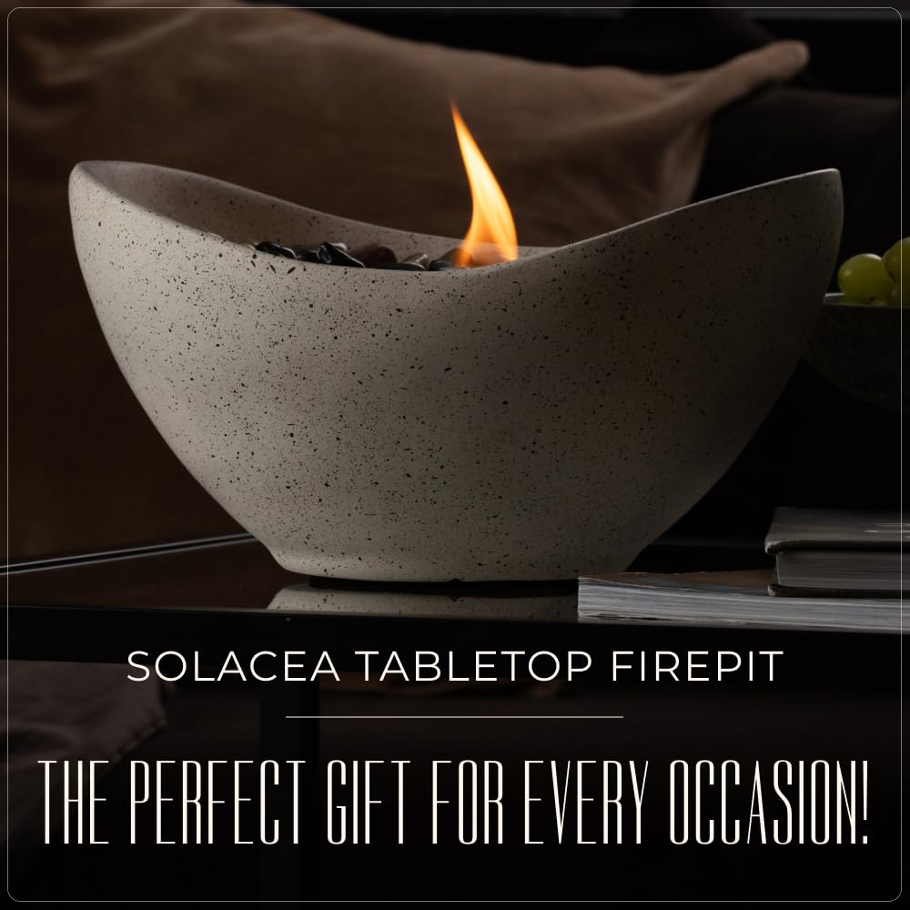 SOLACEA Concrete Tabletop Fire Pit, Portable Indoor Fireplace and Smores Maker, Suitable for Indoor and Outdoor Use Solacea