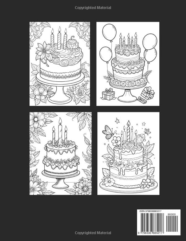 Birthday Cakes Coloring Book: Coloring Book for Adults: A Sweet Celebration of Birthday Cakes WoodArtSupply