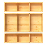 Bamboo Drawer Organizer 12.5'' X 12.5'' X 2'', Adjustable 3 Individual Junk Drawer organizer for Bathroom and Kitchen, Wood Drawer Organier Boxes for Jewellery, Make up and Tea Bag DUJEN
