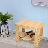 KKTONER Bamboo Step Stool with Storage Shower Bench with Shelf Foot Stool for Bathroom Living Room Bedroom Natural Color KKTONER