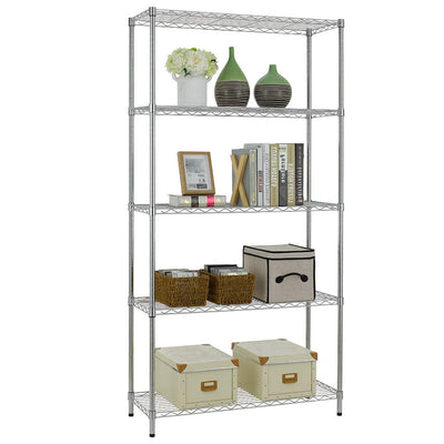 5 Shelf Wire Shelving Unit Garage NSF Wire Shelf Metal Large Storage Shelves Heavy Duty Height Adjustable Utility Commercial Grade Steel Layer Shelf Rack Organizer 1250 LBS Capacity -14x36x72,Chrome