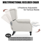 Altrobene Velvet Accent Chair, Push Back Recliner Chair, Wingback Arm Chair for Living Room/Bedroom/Home Theater/Reception Area, Light Beige Altrobene