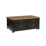 Signature Design by Ashley Drazmine Casual Lift-Top Coffee Table with 4 Drawers and Casters, Dark Brown & Light Brown Signature Design by Ashley