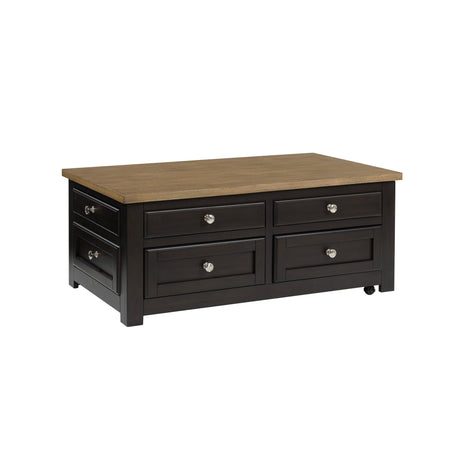 Signature Design by Ashley Drazmine Casual Lift-Top Coffee Table with 4 Drawers and Casters, Dark Brown & Light Brown Signature Design by Ashley