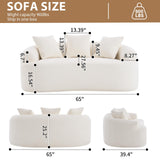 Hnvzldn 65" Curved Loveseat for Small Spaces,Boneless Loveseat Sofa,Wood Grain Chenille Fabric, No Installation Requirement, Curved Sofa Couch for Apartment,Living Room,Office (White, 65") Hnvzldn