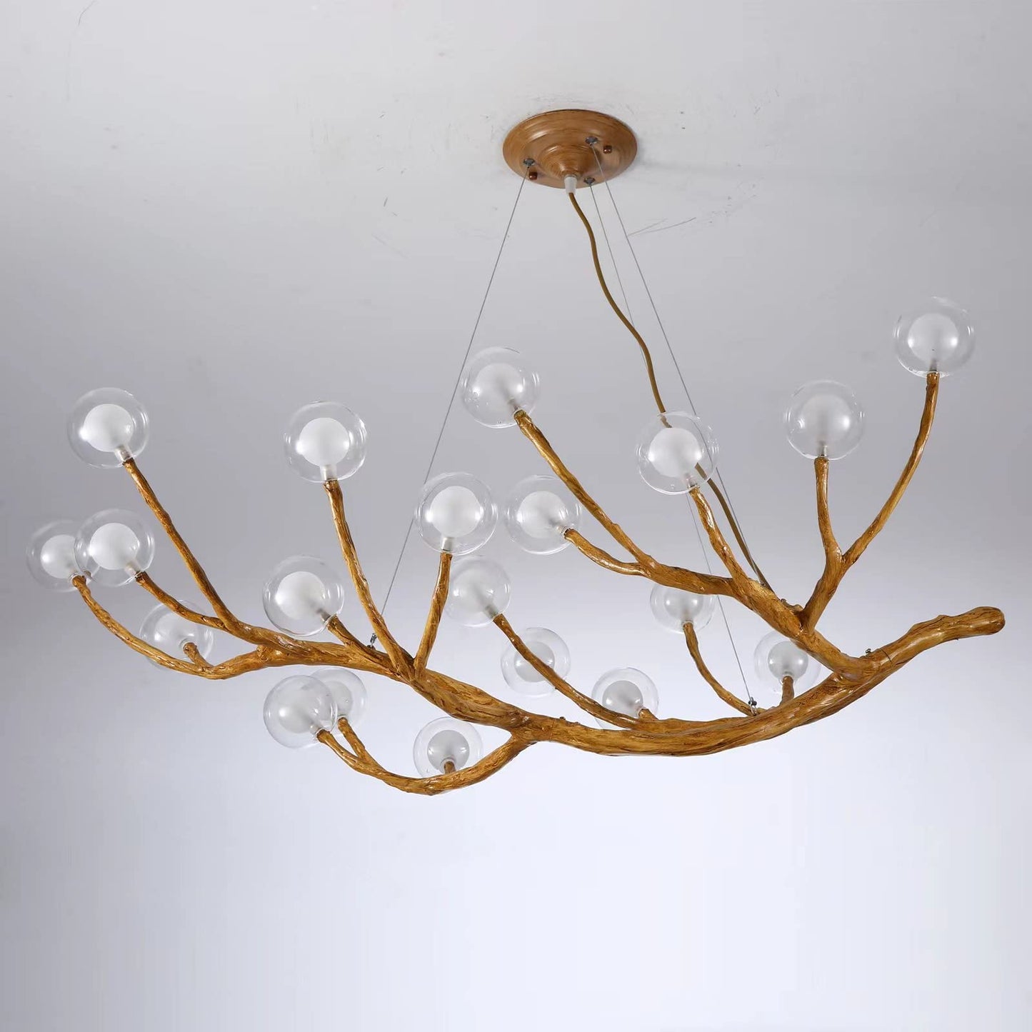 NorDiem 20-Lights LED Farmhouse Chandelier,Retro Tree Branch Glass Bubble Ceiling Chandeliers Lighting,Large Rustic limb Chandeliers for Living Room,Dining Room Light Fixtures - WoodArtSupply