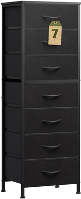 WLIVE Black Tall Dresser for Bedroom, 7 Drawer Dressers & Chests of Drawers, Fabric Dresser for Closet, Living Room, Night Stand with Metal Frame, Storage Tower with Fabric Bins, Wood Top WLIVE