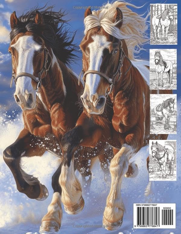 Clydesdale Coloring Book: Gorgeous 8.5x11 Inch Illustrations of Horses for All Ages WoodArtSupply