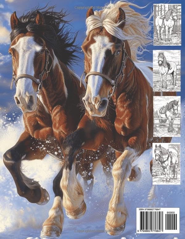 Clydesdale Coloring Book: Gorgeous 8.5x11 Inch Illustrations of Horses for All Ages