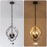 lighceac 4-Light 15" Farmhouse Orb Chandelier Rustic Handmade Distressed White Wood Hanging Ceiling Pendant Light Fixture Wood Lantern Chandeliers for Dining Room Kitchen Bedroom Foyer Hallway lighceac