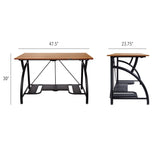 Origami Folding Computer Desk for Office Study Students Bedroom Home Gaming and Craft - Space Saving Foldable Desk Table, Fits Dual Monitors and Laptop, Collapsible, No Assembly Required (Wood, Large) Origami
