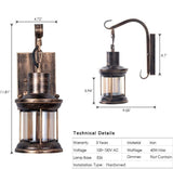 Rustic Light Fixtures, Oil Rubbed Bronze Finish Indoor Vintage Wall Light Wall Sconce Industrial Lamp Fixture Glass Shade Farmhouse Metal Sconces Wall Lights for Bedroom Living Room Cafe(1 Pack) Yisuro