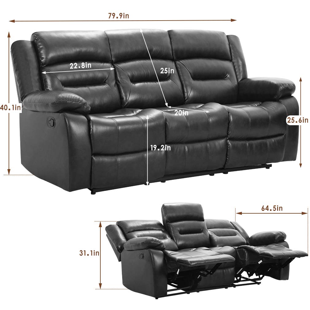 FDW Recliner Sofa Set 3 Seater Home Theater Seating Reclining Couch Sofa for Living Room Manual Recliner Motion for Home Furniture FDW