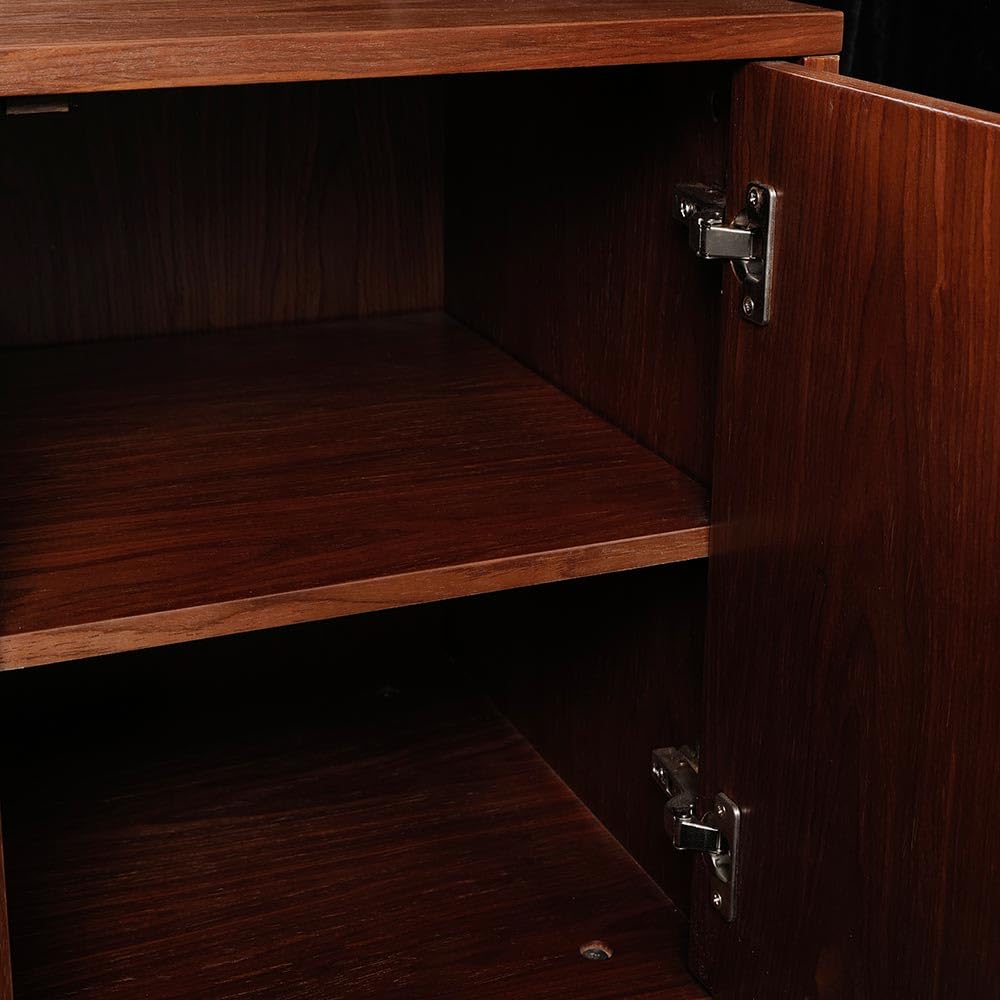 Modern Ember Marcel 72-in Smart Electric Fireplace TV Stand | 42” Firebox Heater | Multi-Flame Colors | Remote, Wi-Fi App, Alexa & Google | Fits TVs up to 80” | Warm Walnut with Brass Handles Modern Ember