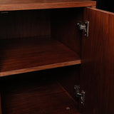 Modern Ember Marcel 72-in Smart Electric Fireplace TV Stand | 42” Firebox Heater | Multi-Flame Colors | Remote, Wi-Fi App, Alexa & Google | Fits TVs up to 80” | Warm Walnut with Brass Handles Modern Ember