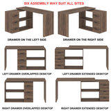 HSH L Shaped Desk with Storage Cabinet, Wood L Shape Desk with Drawers Shelf, Large Corner Computer Table in Home Office Bedroom, Industrial PC Desk for Executive Writing Work Study, Rustic Oak, 55 In HSH