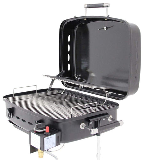 Flame King - YSNHT500 RV Or Trailer Mounted BBQ - Motorhome Gas Grill - 214 Sq Inch Cooking Surface - Adjustable Flame Controller, Black Flame King