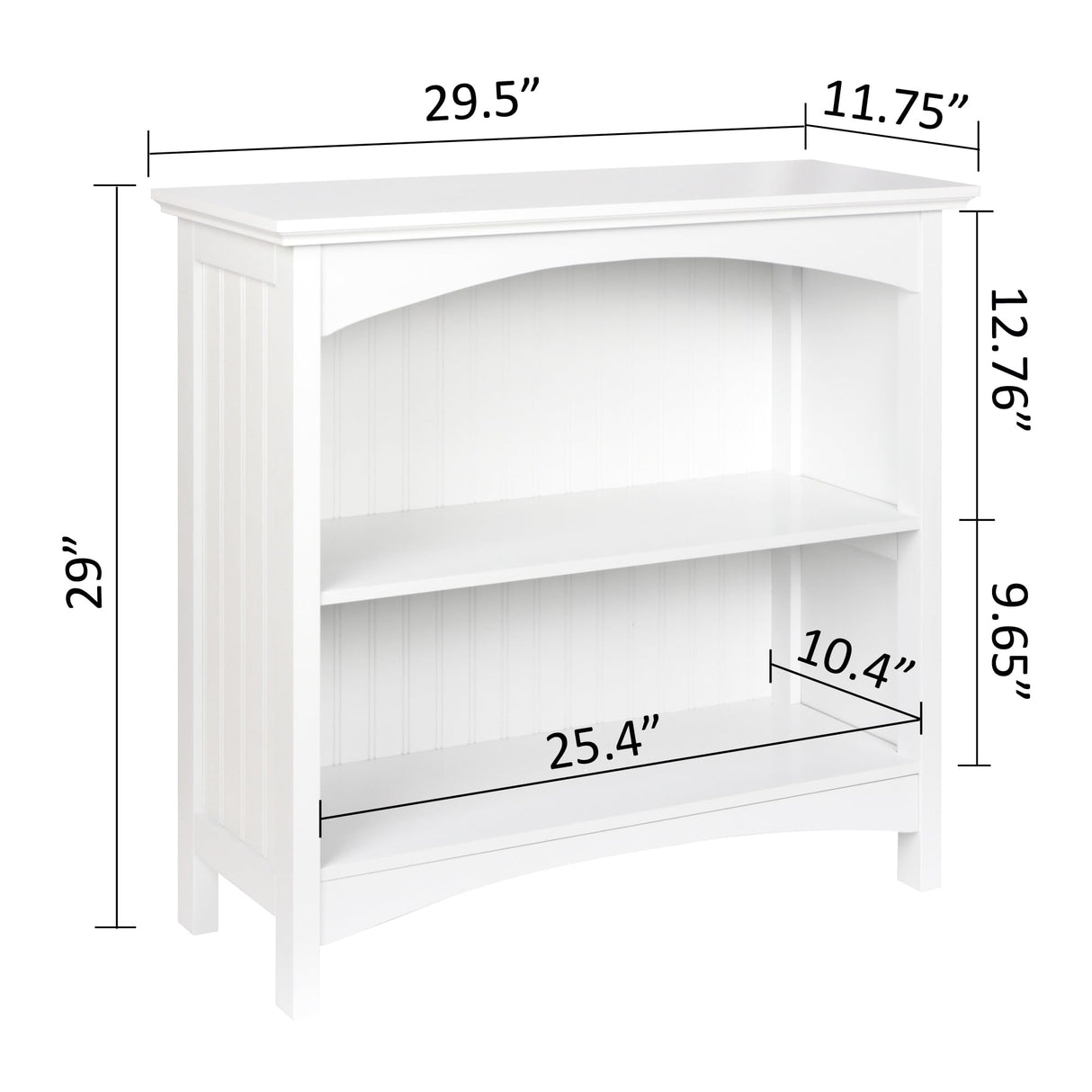 eHemco 2 Tier Bookcase with 2 Arched Supports, 29 Inches, Black eHemco