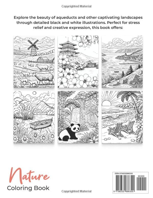 Nature Coloring Book for Adults: 50 Relaxing and Beautiful Scenes with Animals, Flowers, and Landscapes for Stress Relief, Featuring Unique and Detailed Illustrations WoodArtSupply