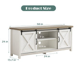 GAZHOME Modern Farmhouse TV Stand with Sliding Barn Doors, Media Entertainment Center Table for TVs up to 65”,2-Tier Large Storage Cabinets,Rustic TV Stand for Living Room Bedroom,Antique White GAZHOME