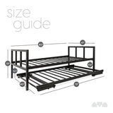 Milliard Twin Daybed and Fold- Up Trundle Set, Daybed with Pop Up Trundle, Black Frame - Mattresses Sold Separately Milliard