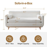 63" W Loveseat Sofa,White Boucle Couch with LED Lights and USB Ports Modern Fluffy Love Seat Couches 2 Seater Comfy All-Wood Washable Covers Sofa Furniture for Bedroom Living Room Small Space Office FiveWillowise