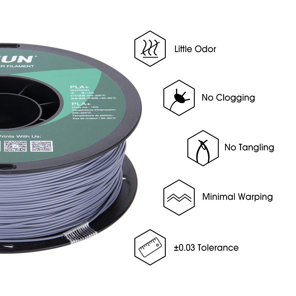 eSUN PLA PRO (PLA+) 3D Printer Filament, Dimensional Accuracy +/- 0.03 mm, 1kg, Plastic Spool, 1.75mm, Gray eSUN