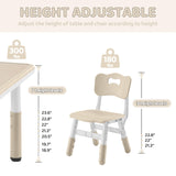 DOREROOM Kids Table and 2 Chairs Set, Height-Adjustable Toddler Table and Chairs Set with Graffiti Desktop, 23.6''L x 23.6''W Children Activity Table for Daycare, Classroom, Home DOREROOM