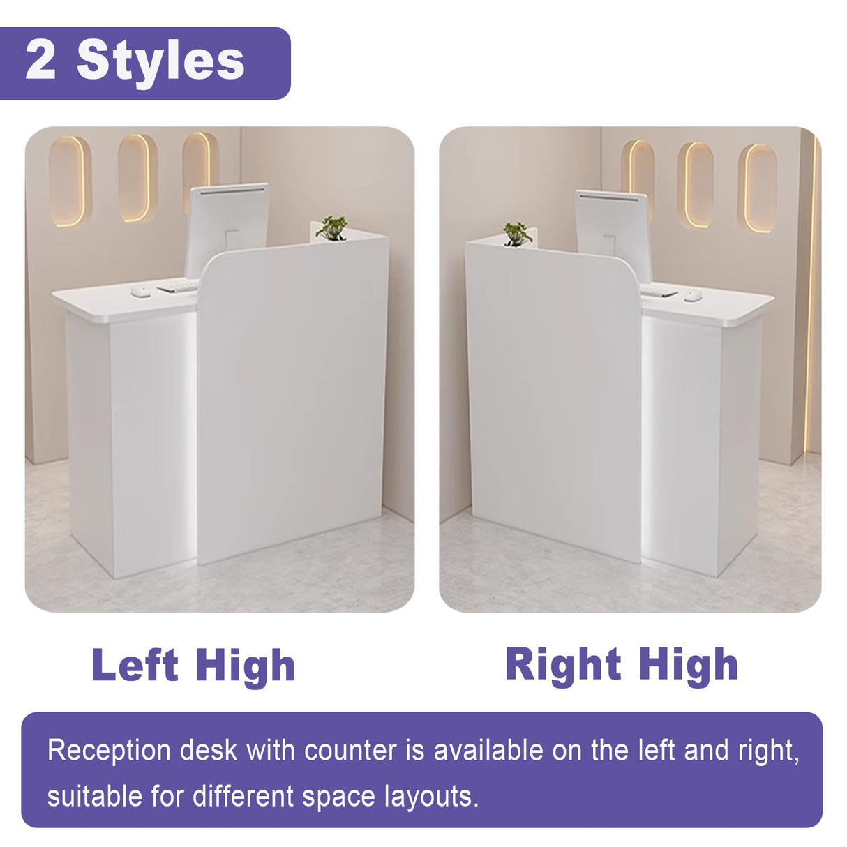 BFECGDXT Small Reception Desk with Counter, Modern L-Shaped Front Desk with Lockable Drawer, Retail Counter for Salon, Clothing Beauty Right Corner 39.4in BFECGDXT