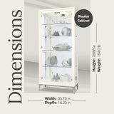 Howard Miller Sheena II Curio Cabinet – White Wire Brushed Display Cabinet Reclaimed Wood Look Aged Nickel Base & Square Pulls Hinged Glass Doors Adjustable Shelves & Mirrored Back for Home Decor Howard Miller