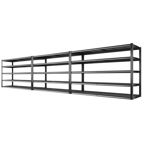 REIBII 78" H Storage Shelves, Garage Shelving Heavy Duty Load 3000LBS, Adjustable Garage Shelving, 5 Tier Metal Shelves Unit for Storage Rack, Basement, 55" W x 26" D x 78" H, Black, 3 Pack REIBII