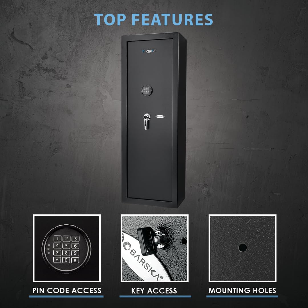 Barska Quick and Easy Digital Access Rifle Firearm and Long Gun Safe for Home with Optional Silent Mode - 14 Position Keypad BARSKA