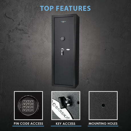 Barska Quick and Easy Digital Access Rifle Firearm and Long Gun Safe for Home with Optional Silent Mode - 14 Position Keypad BARSKA